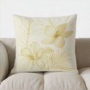 Axyaa Golden Floral & Palm Leaf Print Pillow Cover for Sofa, Bedroom, Car