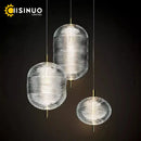 Axyaa Glass Ball Lighting Fixture for Bedroom, Dining Room, Hallway - Clear Striped Glass
