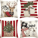 Axyaa Red Christmas Pillow Covers 18x18 - Merry Tree Plaid Snowflake Decor