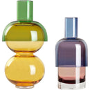 Axyaa Glass Flower Vase and Bud Vase Lemon Set, Green & Yellow, Blue & Pink