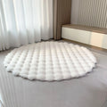 Axyaa Rabbit Hair Bubble Velvet Round Rug Plush Imitation Fur Mat for Home Decor