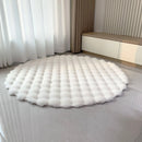 Axyaa Rabbit Hair Bubble Velvet Round Rug Plush Imitation Fur Mat for Home Decor