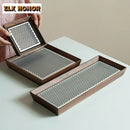 Axyaa Walnut Tea Tray Dual Purpose Drainage Holder for Tea Ceremony