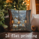 Axyaa Christmas Village Scene Pillowcase for Sofa, Bedroom, Car - Rectangular Cushion Cover
