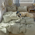 Axyaa Cartoon Washed Cotton Towel Embroidered Bedding Set - 4-Piece