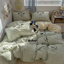 Axyaa Cartoon Washed Cotton Towel Embroidered Bedding Set - 4-Piece