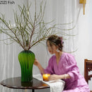 Axyaa Green Cactus Glass Vase: Creative Artificial Flowers Table Decoration
