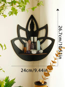 Axyaa Crystal Corner Shelf: Black Wood Wall Shelves for Essential Oils & Witchy Decor