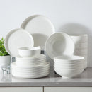 Axyaa 16/32 Piece White and Black Porcelain Dinnerware Set with Curved Rim Edge