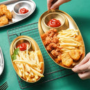 Axyaa Stainless Steel Oval Snack Plate for Hotel and Restaurant