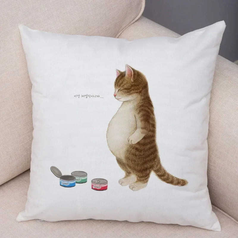Axyaa Cartoon Cat Decorative Cushion Cover for Home, Sofa, Kids Room