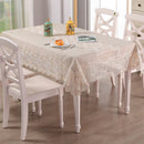 Axyaa Luxury White Lace Tablecloth Rectangle Waterproof Table Cover Dining Wedding
