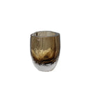 Axyaa Brown Glazed Hammer Cut Glass Vase - Handcrafted Decorative Ornament