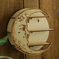 Axyaa Moon Face Wall Shelf: Boho Crystal Holder & Organizer