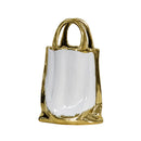 Axyaa Gold Handbag Vase: Stylish Ceramic Floral Arrangement & Terrarium Home Décor