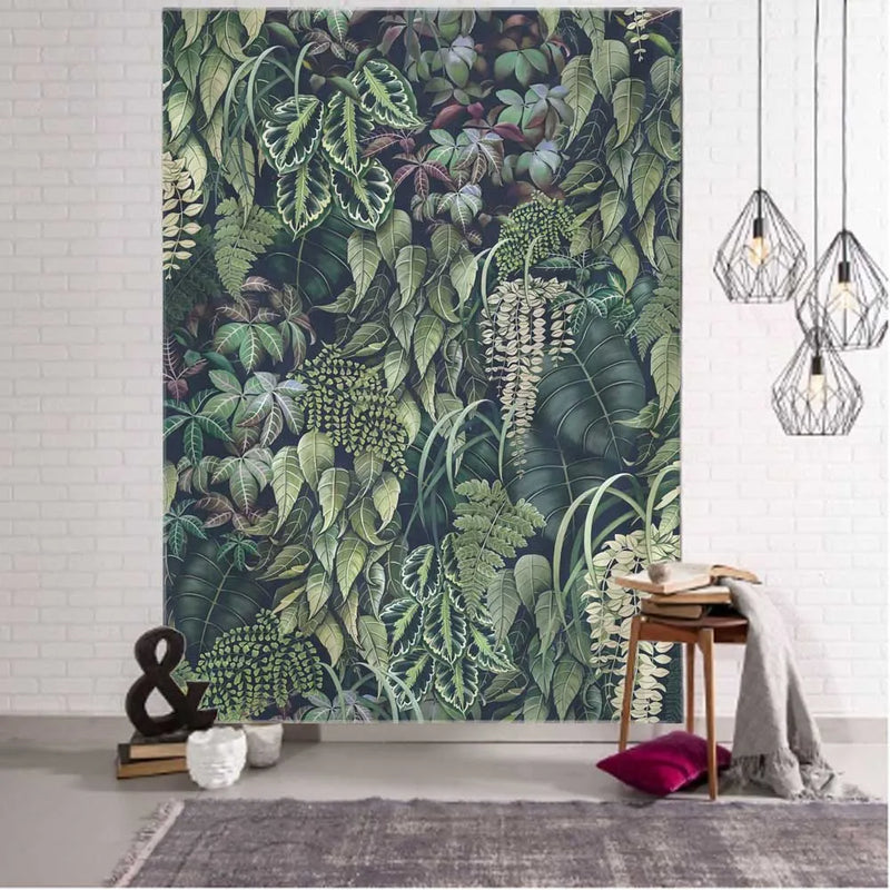 Axyaa Jungle Palm Tree Tapestry: Tropical Plant Leaves Wall Hanging.