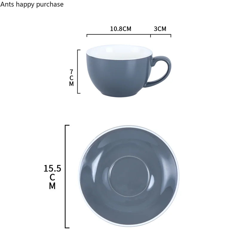 Axya 350ml Ceramic Coffee Cup and Saucer Set for Office Use