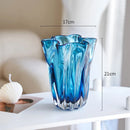 Axyaa Blue Glass Vases, Ornaments, Fresh Flowers, Water - Light Luxury Arrangement