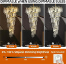 Axyaa Gold Branch Ceiling Chandelier: Luxury LED Pendant Light for High Stairway.
