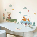 Axyaa Cartoon Animal Car Wall Stickers for Kids Room, Removable Nursery Decor
