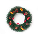 Axyaa Christmas Green Wreath with Pinecones and Berries for Indoor Outdoor Decoration
