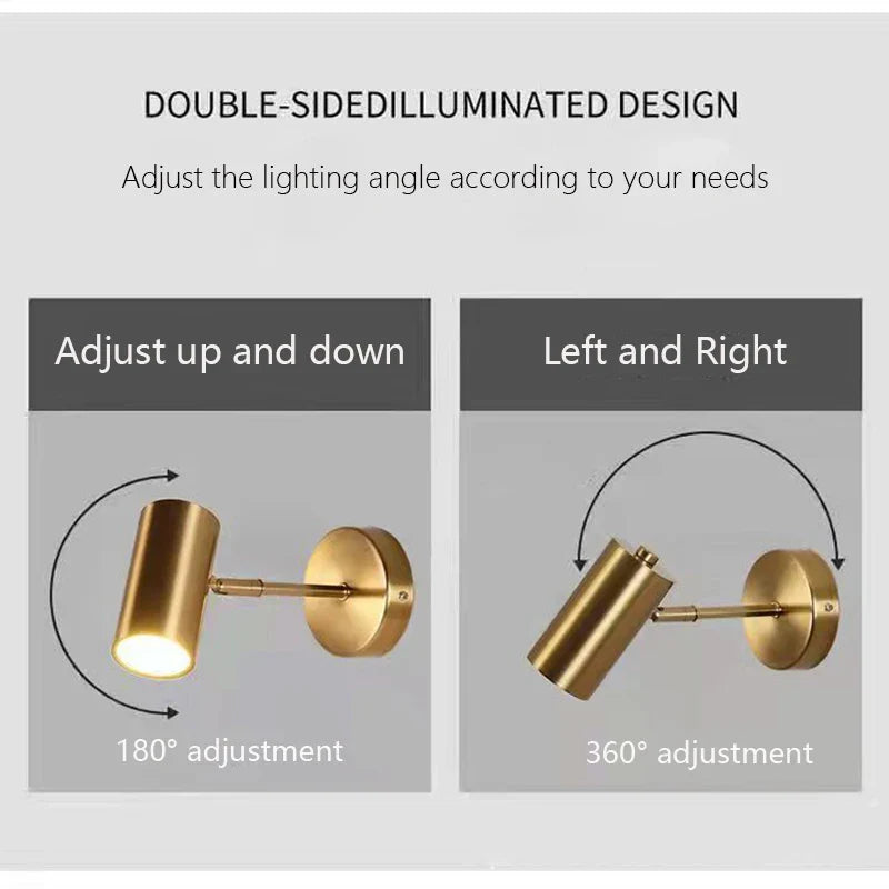 Axyaa Nordic Bedside Wall Sconce | Rotating Reading Spotlight | Makeup Mirror Lighting