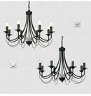 Axyaa Black Wrought Iron Chandelier Candle Light for Living Room - Vintage Metal Pendant Lamp