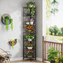 Axyaa 7-Tier Tall Industrial Corner Bookcase for Small Spaces