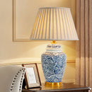 Axyaa Blue and White Porcelain Table Lamp, Neoclassical Style