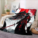 Axyaa Samurai Spirit Flannel Throw Blanket - All-Season Comfort, Cartoon Print, Bed Sofa Camping