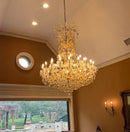 Axyaa Gold Crystal Chandelier for Foyer Lobby Hallway - Staircase Ceiling Light