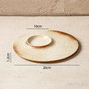 Axyaa Ceramic Vintage Dessert Dinner Plate Set - Circular Flat Steak Pasta Serving Plates