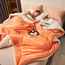 Axyaa Double Layer Milk Fleece Blanket: Cozy Lambswool Design for Autumn Winter