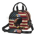 Axyaa American Flag Eagle Lunch Bag: Insulated Thermal Cooler Tote with Shoulder Strap