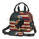 Axyaa American Flag Eagle Lunch Bag: Insulated Thermal Cooler Tote with Shoulder Strap