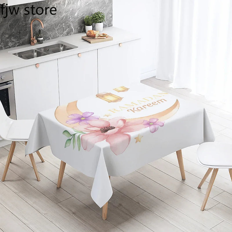 Axyaa Ramadan Mubarak Tablecloth - Islamic Mosque Home Decor & Ramadan Karim Theme