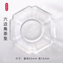 Axyaa Small Clear Glass Saucer Plates with Gold Rim