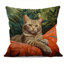Axyaa Floral Cats Garden Pillow Cover for Sofa Bedroom Car with Cute Leafy Design