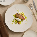 Axyaa Ceramic Petal Edge Plate Set - Irregular Steak, Dessert, Sushi Specialty Tableware