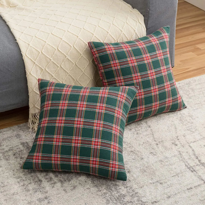 Axyaa Christmas Green Cushions: Soft Nordic Pillows for Living Room Decor