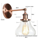 Axyaa Red Bronze LED Wall Lamp with Pull Chain Switch and Clear Glass