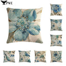 Axyaa Flower Linen Pillowcase 45*45cm, Soft Square Cushion Cover for Home Decor