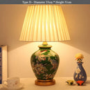 Axyaa Ceramic Flower Bird Table Lamp with Fabric Lampshade - LED Floor Light for Living Room and Bedroom