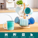 Axyaa 6-Piece Mix-Blue Ceramic Mug Set Spirals Design, 480ml Tea Coffee Drinkware
