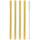 Axyaa Glass Straw Set 4 Pack for Cocktail Smoothie Bar Accessories