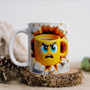 Axyaa Ceramic Coffee Mug 350ml: Fun Emoticons Design, Perfect for Home and Office