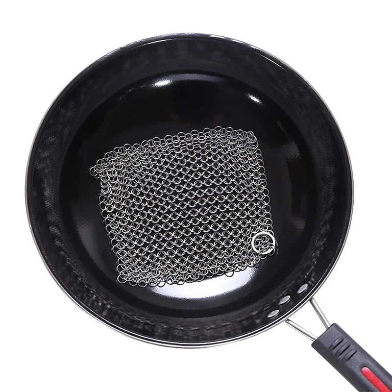 Axyaa Cast Iron & Stainless Steel Cleaner Brush Scrubber Pad Kitchen Gadget