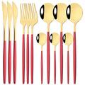 Axyaa 12-Piece Black Gold Stainless Steel Cutlery Set for Parties and Kitchens