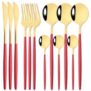 Axyaa 12-Piece Black Gold Stainless Steel Cutlery Set for Parties and Kitchens
