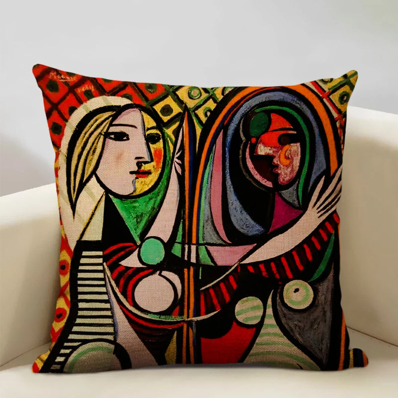Pablo Picasso Abstract Art Cushion Cover 45x45cm Beige Linen Axyaa Brand